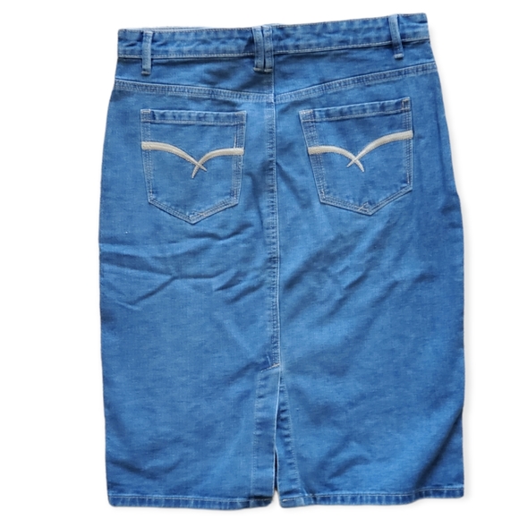 ChiQle Denim Skirt Destroyed Ripped Lace Patch - Picture 3 of 11